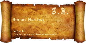 Boros Maxima névjegykártya
